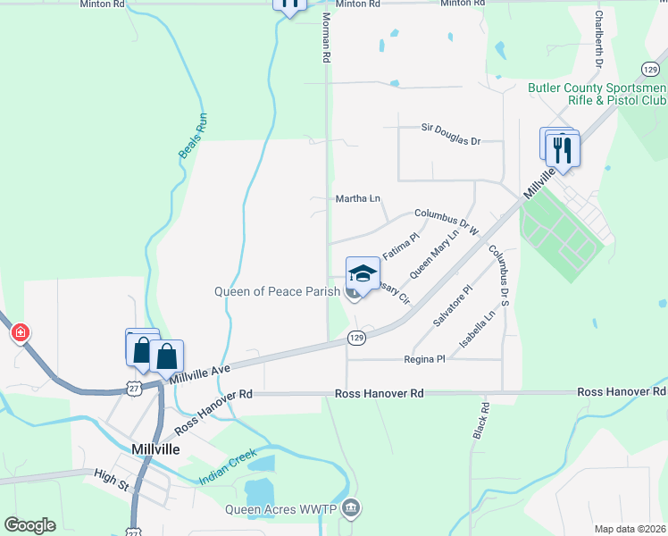 map of restaurants, bars, coffee shops, grocery stores, and more near 182 Morman Road in Hamilton