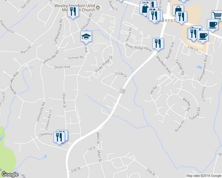 map of restaurants, bars, coffee shops, grocery stores, and more near 1021 Grandview Avenue in Sykesville