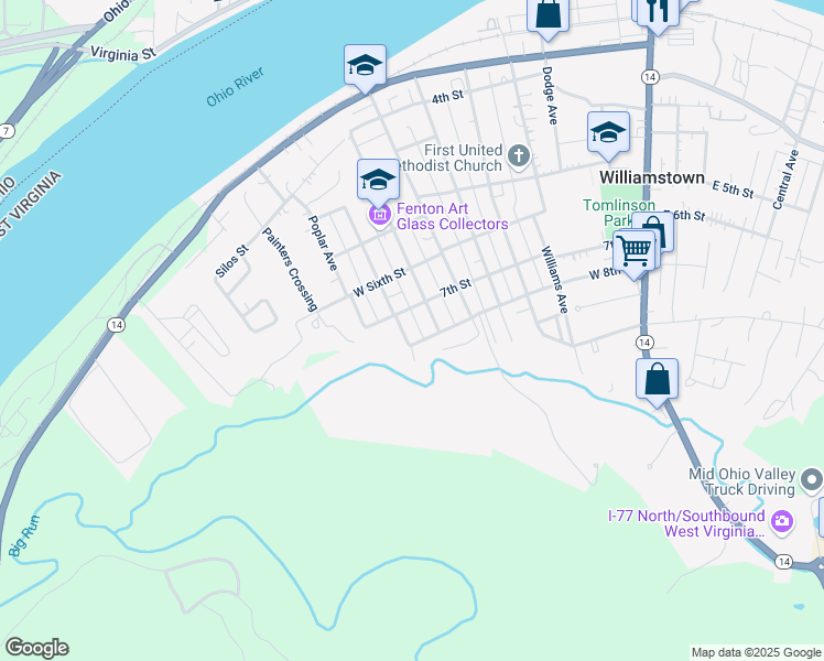 map of restaurants, bars, coffee shops, grocery stores, and more near 707 Cherry Ave in Williamstown