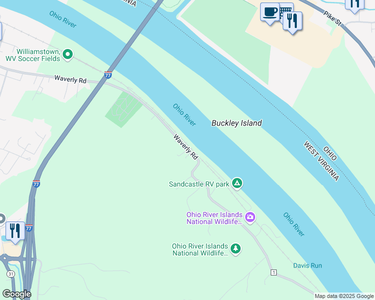 map of restaurants, bars, coffee shops, grocery stores, and more near 4461 Waverly Road in Williamstown