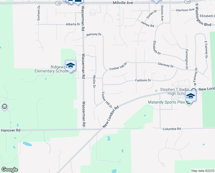 map of restaurants, bars, coffee shops, grocery stores, and more near 260 Fairborn Drive in Hamilton