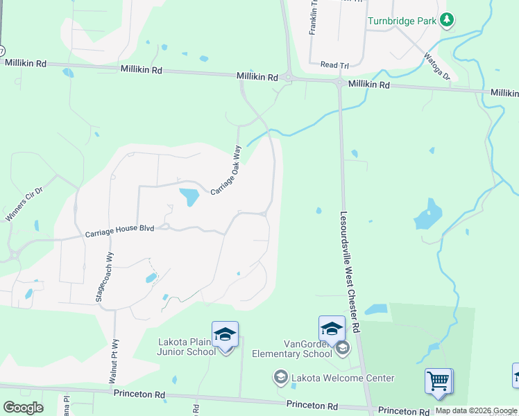 map of restaurants, bars, coffee shops, grocery stores, and more near 6260 Winding Creek Boulevard in Butler County