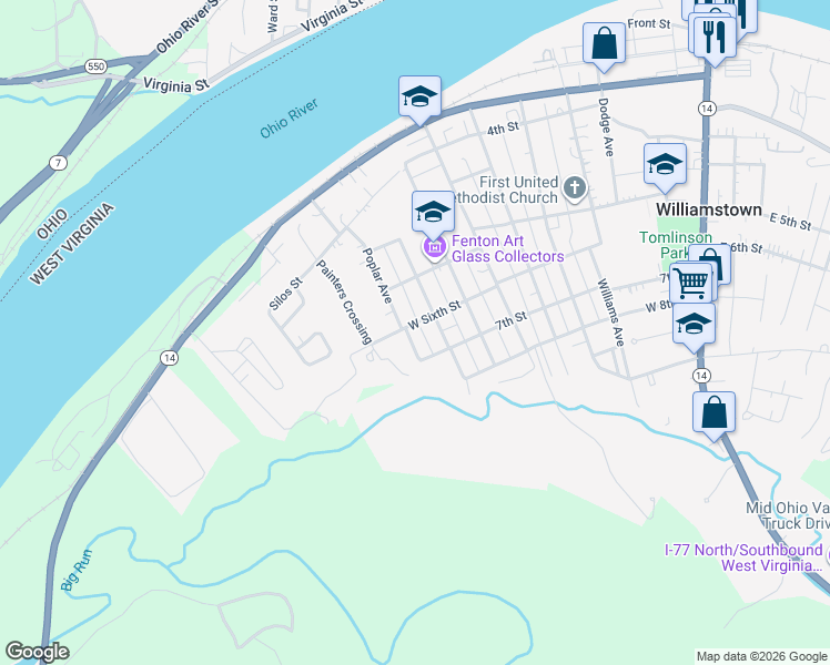 map of restaurants, bars, coffee shops, grocery stores, and more near 512 Cherry Ave in Williamstown
