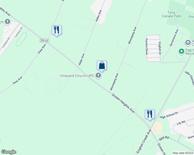 map of restaurants, bars, coffee shops, grocery stores, and more near 1138 Ocean Avenue in Egg Harbor Township