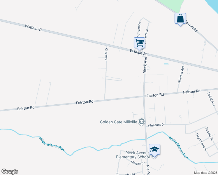 map of restaurants, bars, coffee shops, grocery stores, and more near 125 King Avenue in Millville