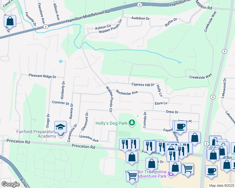 map of restaurants, bars, coffee shops, grocery stores, and more near 2743 Rochester Avenue in Hamilton