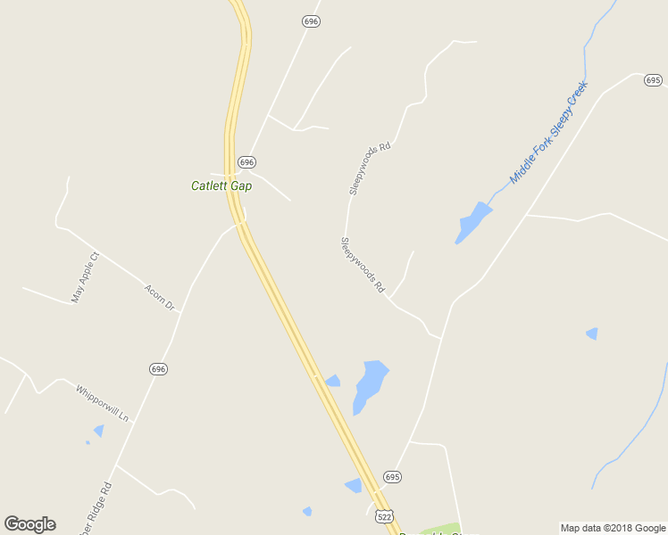 map of restaurants, bars, coffee shops, grocery stores, and more near 255 Sleepywoods Road in Cross Junction
