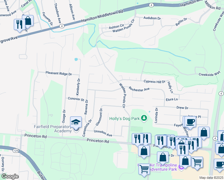 map of restaurants, bars, coffee shops, grocery stores, and more near 2646 Rochester Avenue in Hamilton