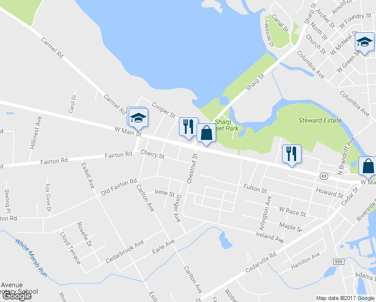 map of restaurants, bars, coffee shops, grocery stores, and more near 707 West Main Street in Millville