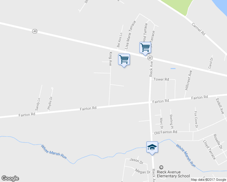 map of restaurants, bars, coffee shops, grocery stores, and more near 125 King Avenue in Millville