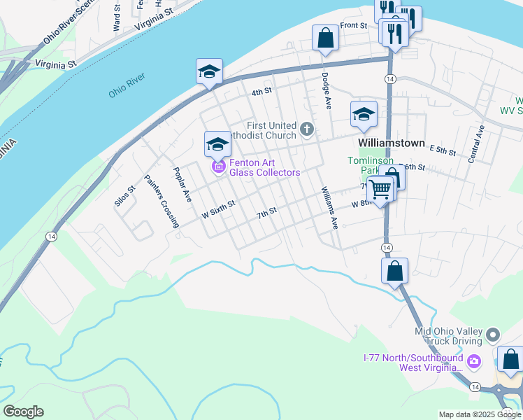map of restaurants, bars, coffee shops, grocery stores, and more near 610 Henderson Avenue in Williamstown
