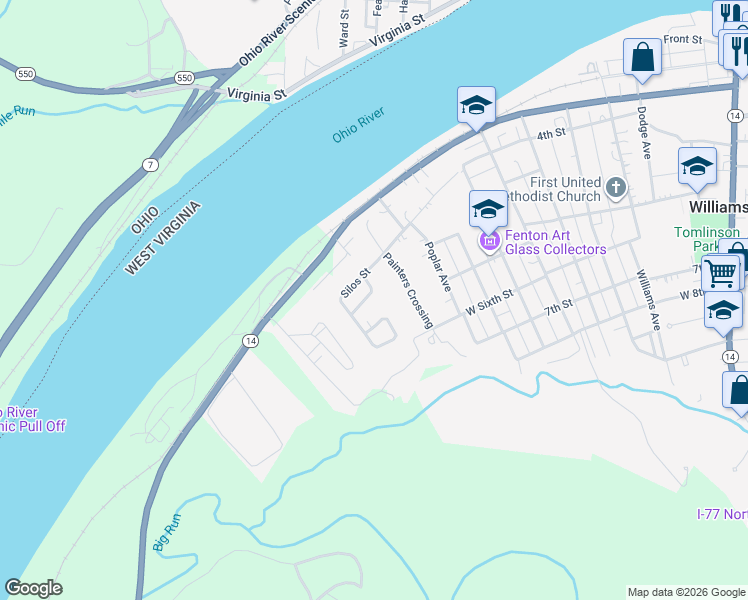 map of restaurants, bars, coffee shops, grocery stores, and more near 26 Silos Street in Williamstown