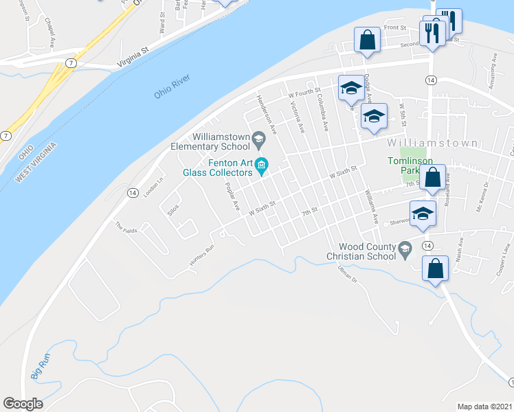 map of restaurants, bars, coffee shops, grocery stores, and more near 512 Cherry Ave in Williamstown