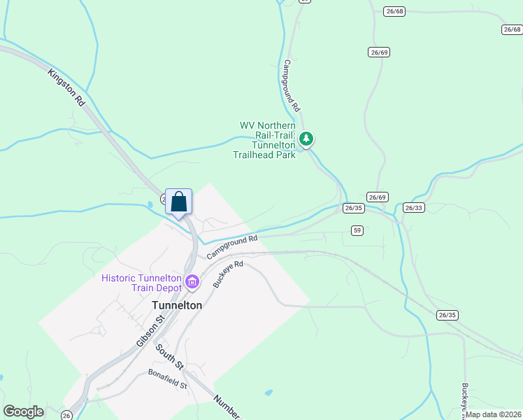 map of restaurants, bars, coffee shops, grocery stores, and more near 26 Middle School Drive in Tunnelton