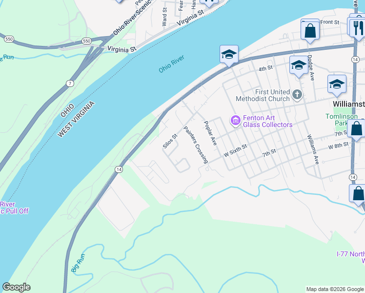 map of restaurants, bars, coffee shops, grocery stores, and more near 26 Silos Street in Williamstown