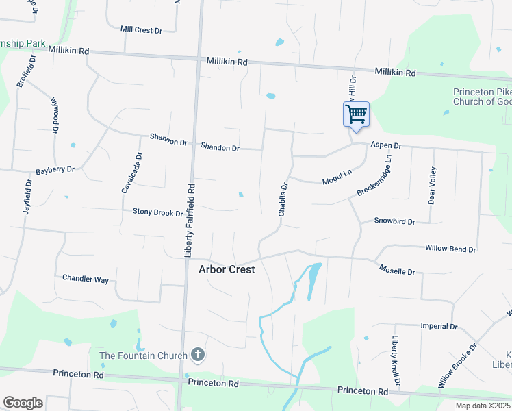 map of restaurants, bars, coffee shops, grocery stores, and more near 6278 Summerville Lane in Butler County