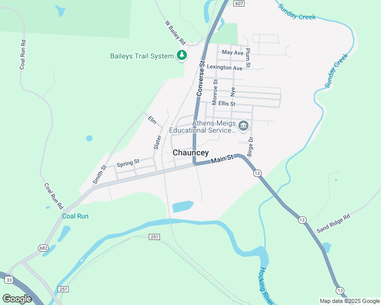 map of restaurants, bars, coffee shops, grocery stores, and more near in Chauncey