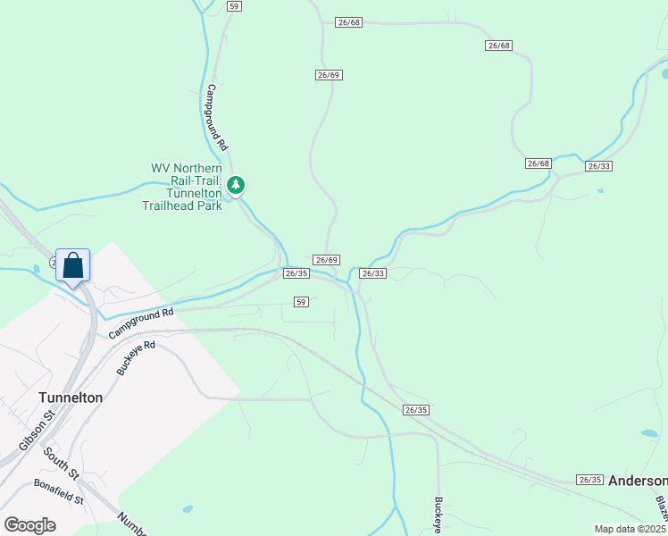 map of restaurants, bars, coffee shops, grocery stores, and more near 35 Fortney in Tunnelton