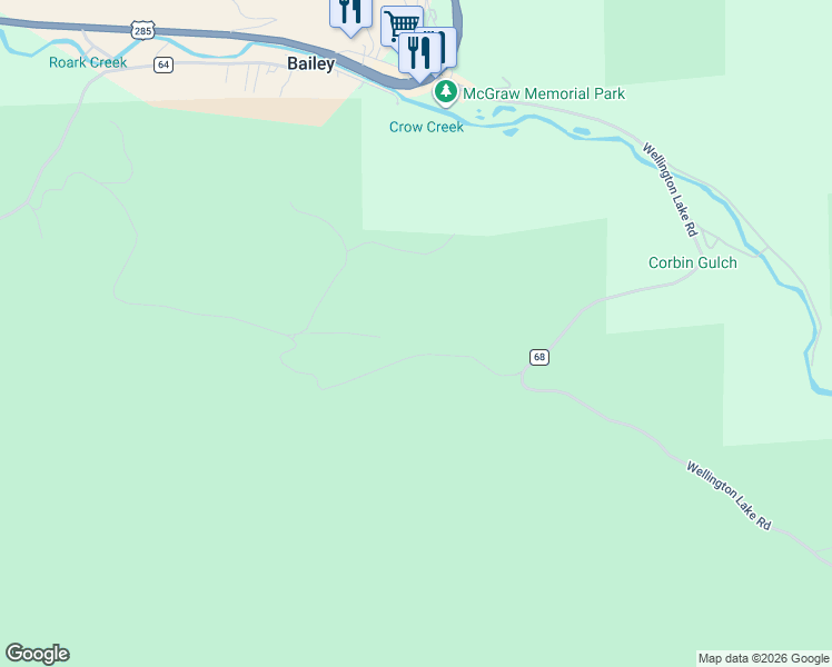 map of restaurants, bars, coffee shops, grocery stores, and more near 875 Happy Top Road in Bailey