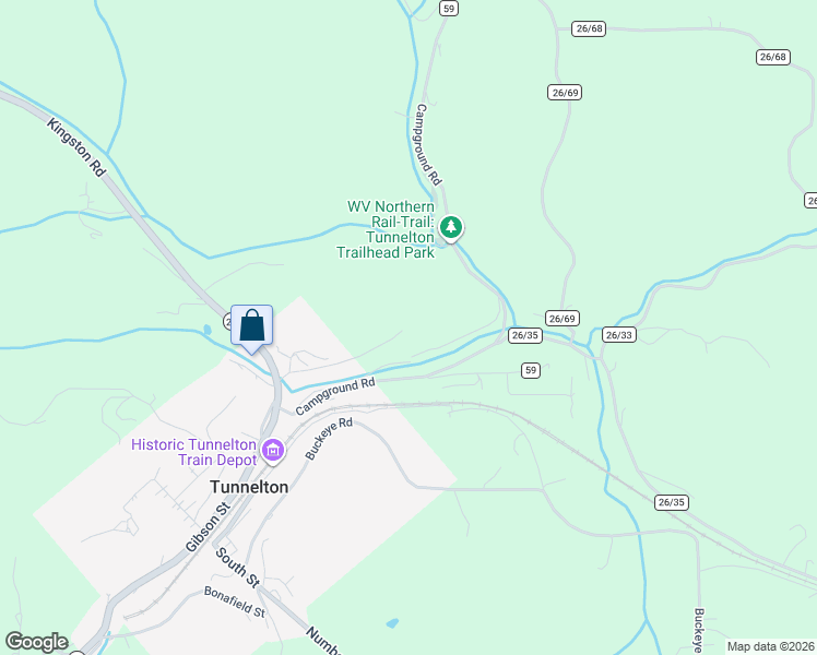 map of restaurants, bars, coffee shops, grocery stores, and more near 26 School House Road in Tunnelton