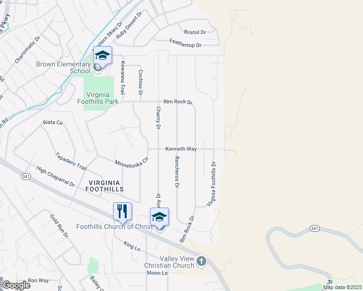 map of restaurants, bars, coffee shops, grocery stores, and more near 14430 Rancheros Drive in Reno