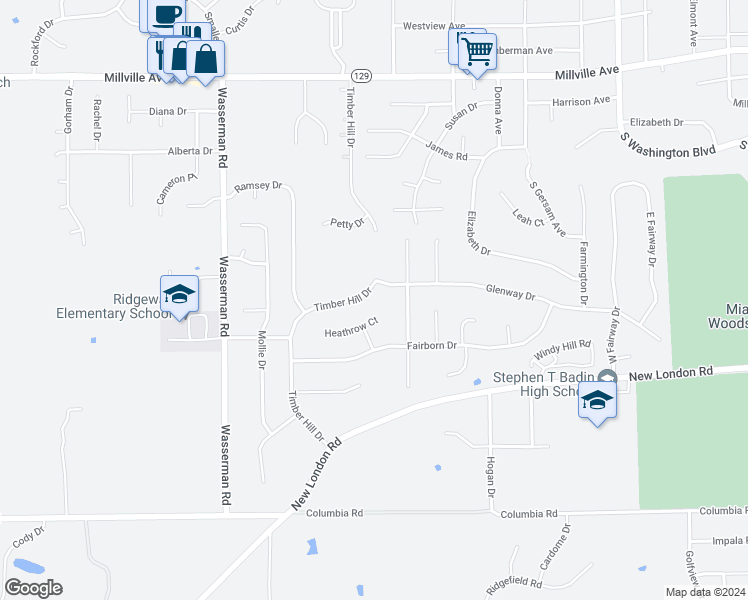 map of restaurants, bars, coffee shops, grocery stores, and more near 220 Timber Hill Drive in Hamilton