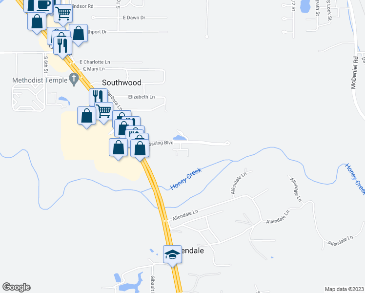 map of restaurants, bars, coffee shops, grocery stores, and more near 107 Winthrop Court in Terre Haute