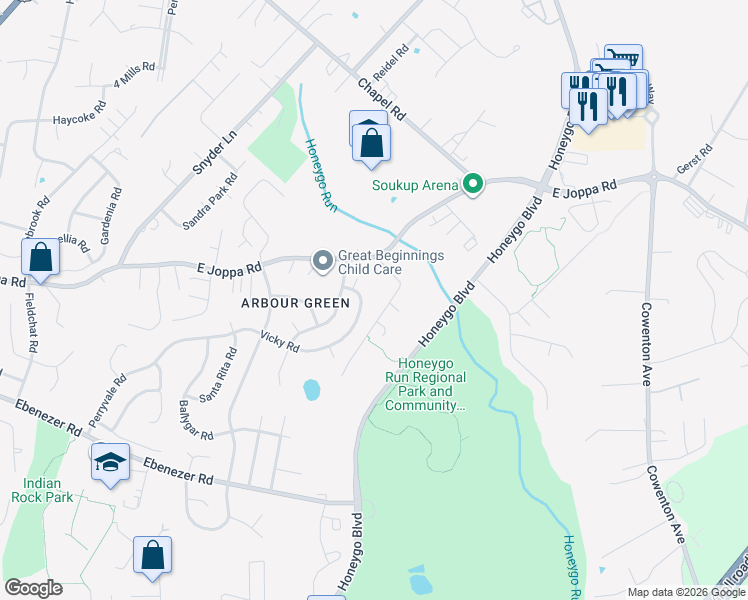map of restaurants, bars, coffee shops, grocery stores, and more near 4841 Vicky Road in Nottingham