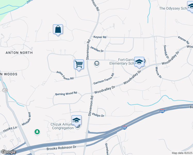 map of restaurants, bars, coffee shops, grocery stores, and more near 15 Oak Hollow Court in Pikesville