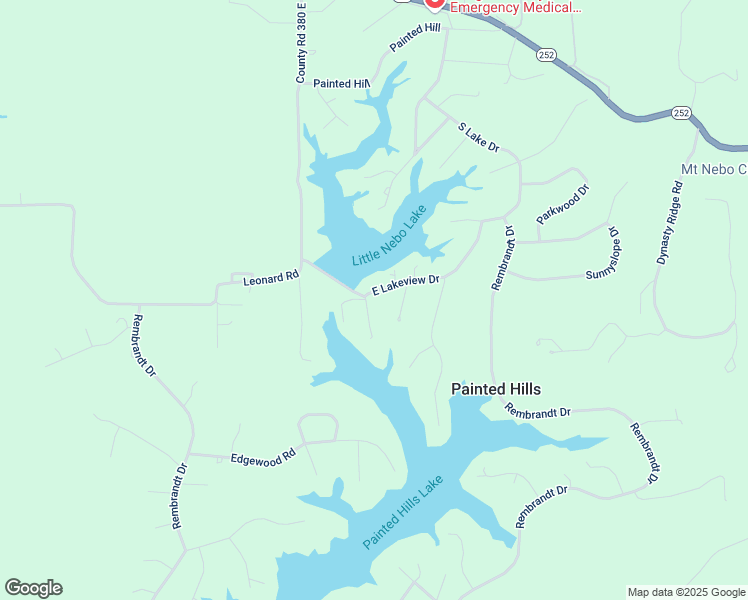 map of restaurants, bars, coffee shops, grocery stores, and more near 4171 East Lakeview Drive in Martinsville