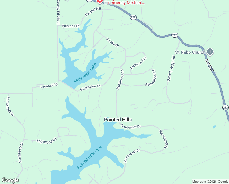 map of restaurants, bars, coffee shops, grocery stores, and more near 4432 Rembrandt Drive in Martinsville