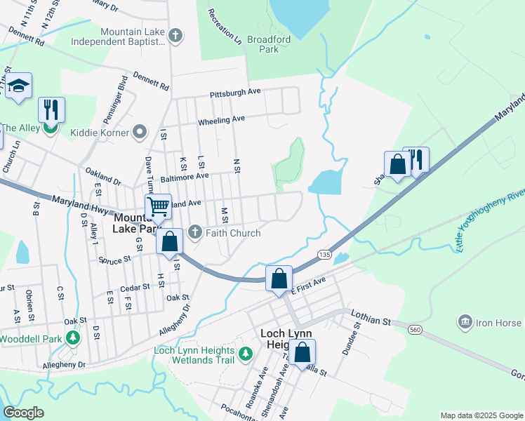 map of restaurants, bars, coffee shops, grocery stores, and more near 405 O Street in Oakland