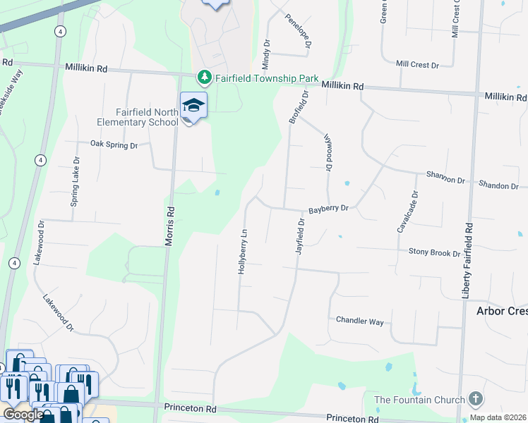 map of restaurants, bars, coffee shops, grocery stores, and more near 6248 Edwood Drive in Hamilton