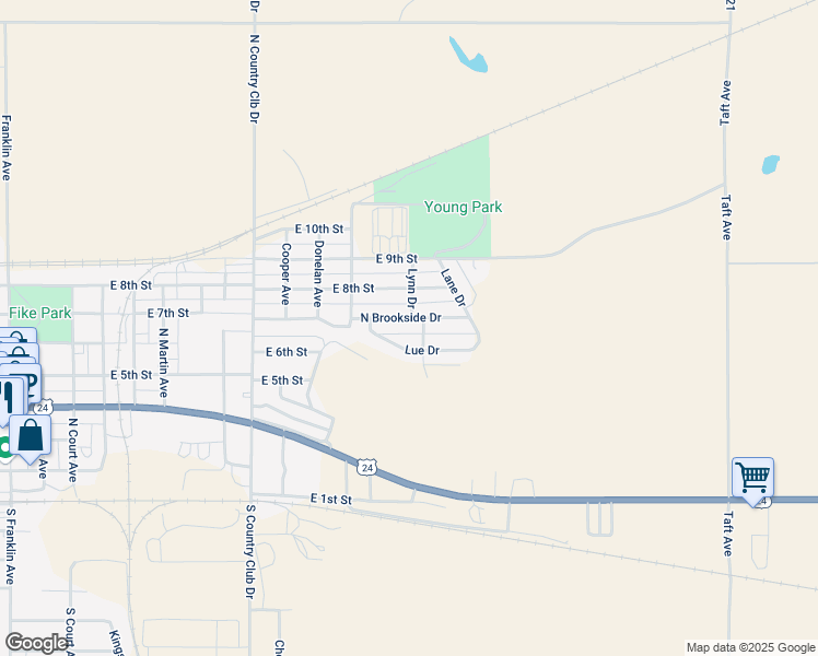 map of restaurants, bars, coffee shops, grocery stores, and more near Lynn Drive in Colby