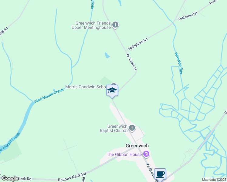 map of restaurants, bars, coffee shops, grocery stores, and more near 839 Ye Greate Street in Greenwich