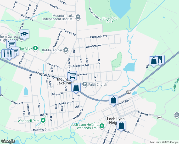 map of restaurants, bars, coffee shops, grocery stores, and more near 510 L Street in Oakland
