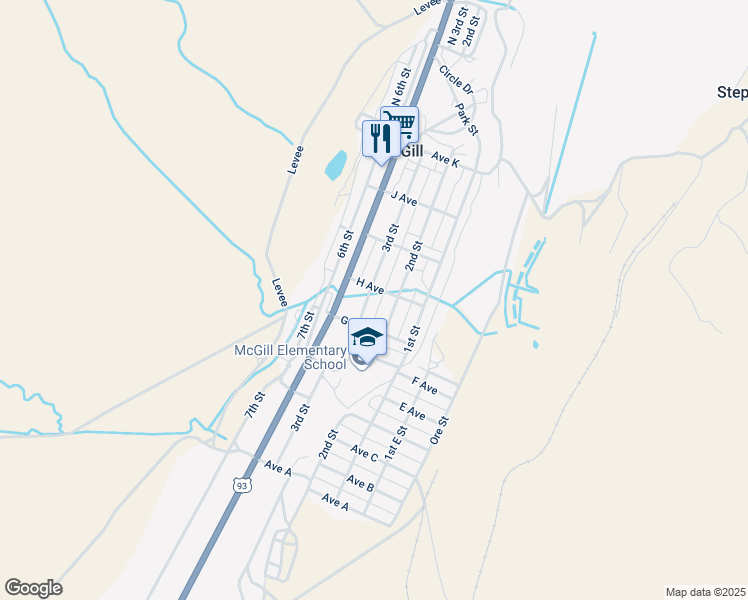map of restaurants, bars, coffee shops, grocery stores, and more near 18 H Avenue in McGill