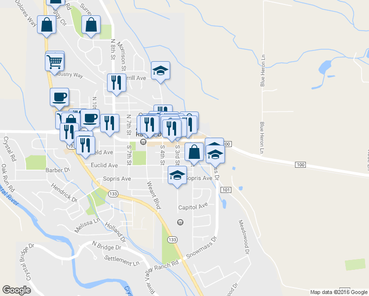 map of restaurants, bars, coffee shops, grocery stores, and more near 295 Garfield Avenue in Carbondale