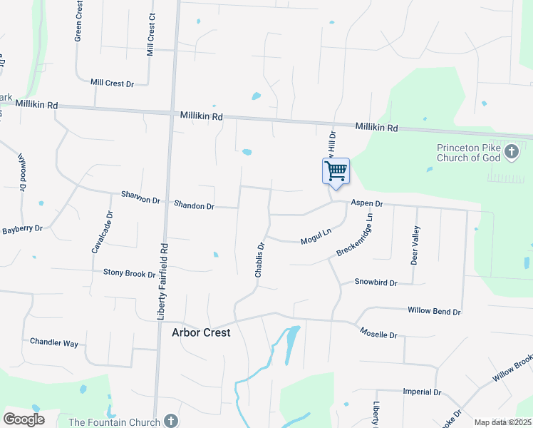 map of restaurants, bars, coffee shops, grocery stores, and more near 6161 Chablis Drive in Butler County