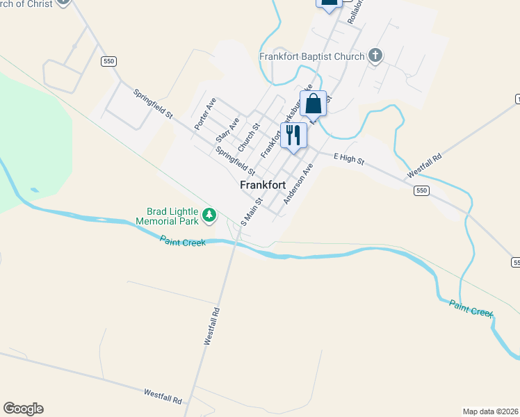 map of restaurants, bars, coffee shops, grocery stores, and more near 2 Walnut Street in Frankfort