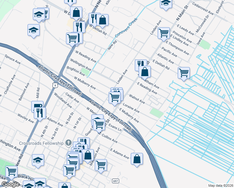 map of restaurants, bars, coffee shops, grocery stores, and more near 10 Brighton Avenue in Pleasantville