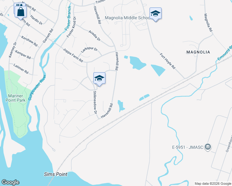 map of restaurants, bars, coffee shops, grocery stores, and more near 201 Haverhill Road in Harford County