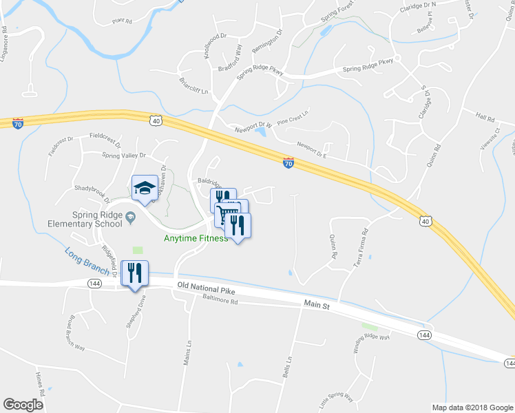 map of restaurants, bars, coffee shops, grocery stores, and more near 9213 Ridgefield Cir in Frederick
