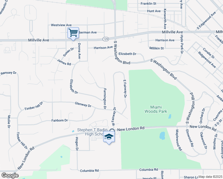 map of restaurants, bars, coffee shops, grocery stores, and more near 119 West Fairway Drive in Hamilton