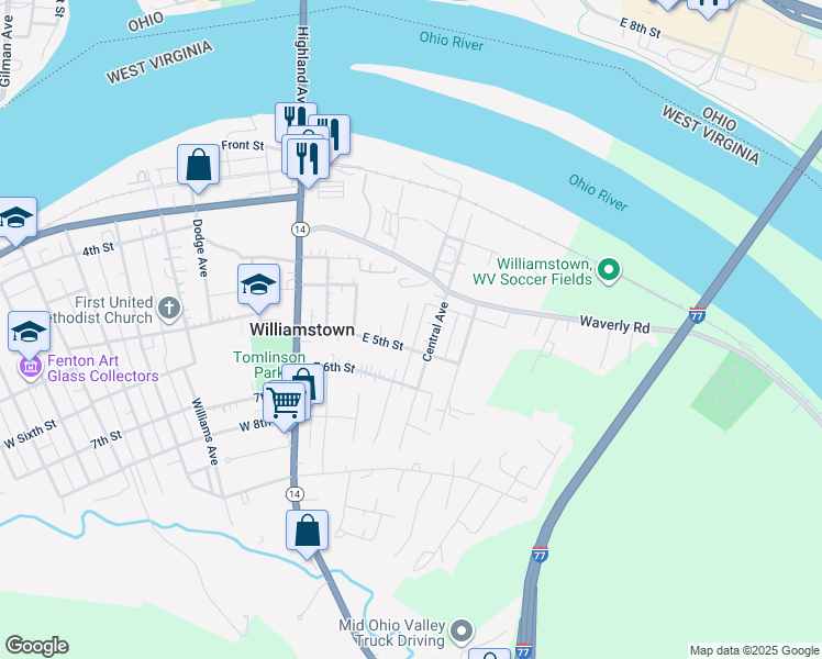map of restaurants, bars, coffee shops, grocery stores, and more near 409 Lombardy Dr in Williamstown
