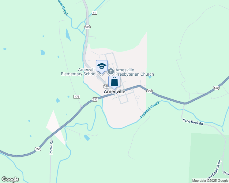 map of restaurants, bars, coffee shops, grocery stores, and more near in Amesville