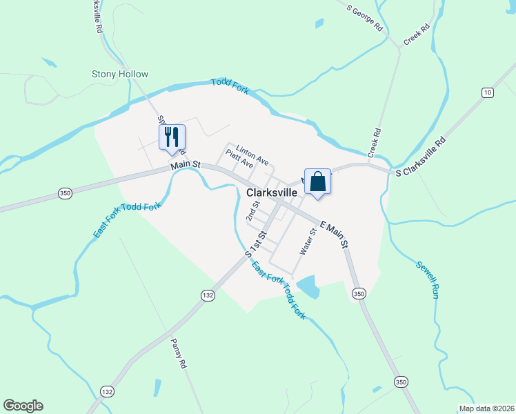 map of restaurants, bars, coffee shops, grocery stores, and more near in Clarksville