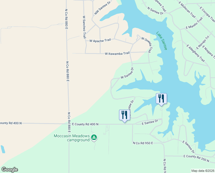 map of restaurants, bars, coffee shops, grocery stores, and more near 130 West Santee Drive in Greensburg