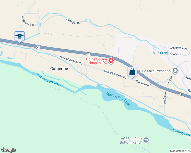 map of restaurants, bars, coffee shops, grocery stores, and more near 17607 Colorado 82 in Carbondale