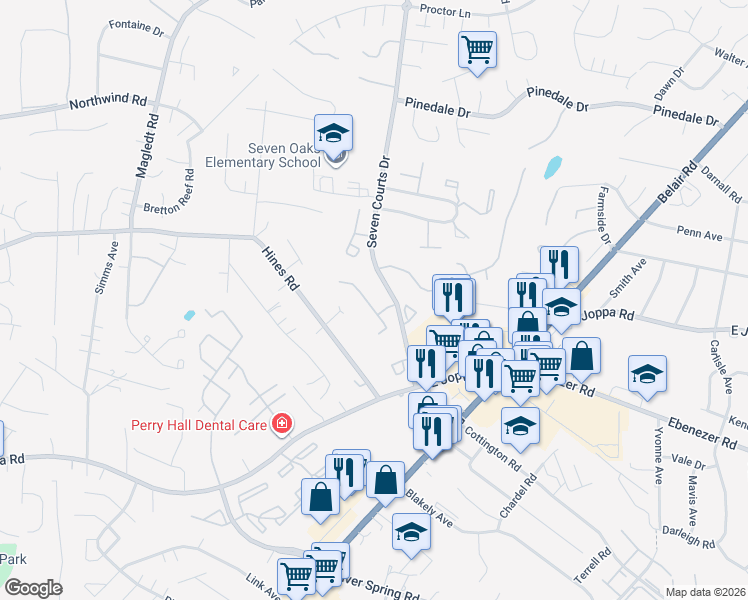 map of restaurants, bars, coffee shops, grocery stores, and more near 113 Bourbon Court in Parkville